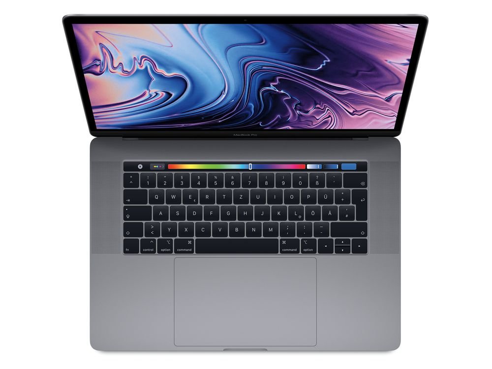 Apple MacBook Pro (Mid 2018) [15,4", Retina, Touch Bar, Intel Core i7 2,6GHz, 16GB RAM, 512GB SSD, Intel UHD Graphics 630 + AMD Radeon Pro 560X, macOS – Refurbished – Produktansicht