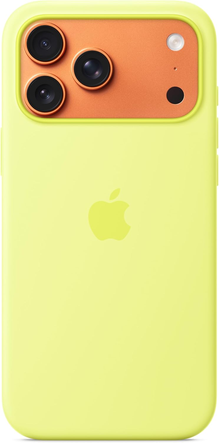 Apple iPhone 17 Pro Max Silikon Case mit MagSafe neongelb – Produktansicht