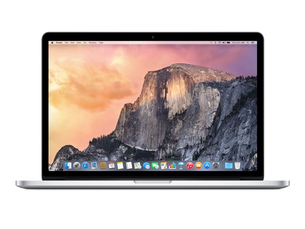 Apple MacBook Pro (2014) [15,4", Retina, Intel Core i7 2,5GHz, 16GB RAM, 512GB SSD, Intel Iris Graphics + NVIDIA GeForce GT 750M, macOS] silber – Refurbished – Produktansicht