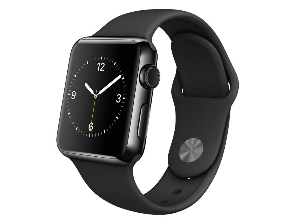 Apple Watch [inkl. Sportarmband schwarz] 38mm Edelstahlgehäuse spaceschwarz – Refurbished – Produktansicht