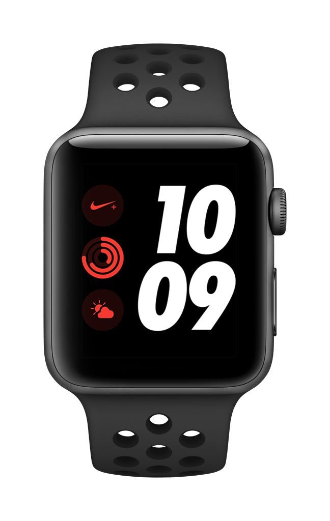Apple Watch Nike+ Series 3 [WiFi + Cellular, inkl. Sportarmband anthrazit/schwarz] 42mm Aluminiumgehäuse spacegrau – Refurbished – Produktansicht