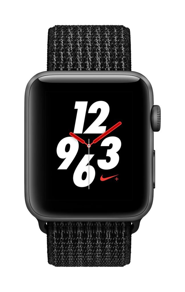 Apple Watch Nike+ Series 3 [WiFi + Cellular, inkl. Sport Loop schwarz/platinum-grau] 42mm Aluminiumgehäuse spacegrau – Refurbished – Produktansicht