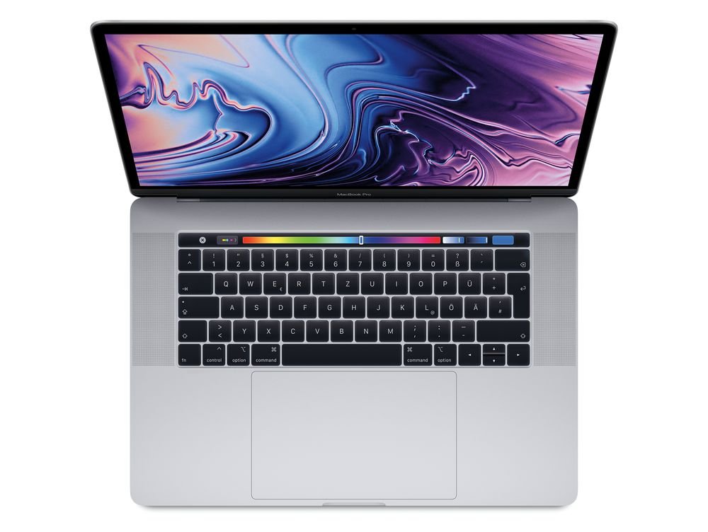 Apple MacBook Pro (2018) [15,4", Retina, Touch Bar, Intel Core i7 2,6GHz, 16GB RAM, 512GB SSD, Intel UHD Graphics 630 + AMD Radeon Pro 560X, macOS] si – Refurbished – Produktansicht