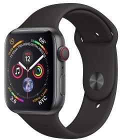 Apple Watch Series 4 [GPS + Cellular, inkl. Sportarmband schwarz] 44mm Aluminiumgehäuse spacegrau – Refurbished – Produktansicht