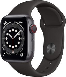 Apple Watch Series 6 [GPS + Cellular, inkl. Sportarmband schwarz] 40mm Aluminiumgehäuse spacegrau – Refurbished – Produktansicht