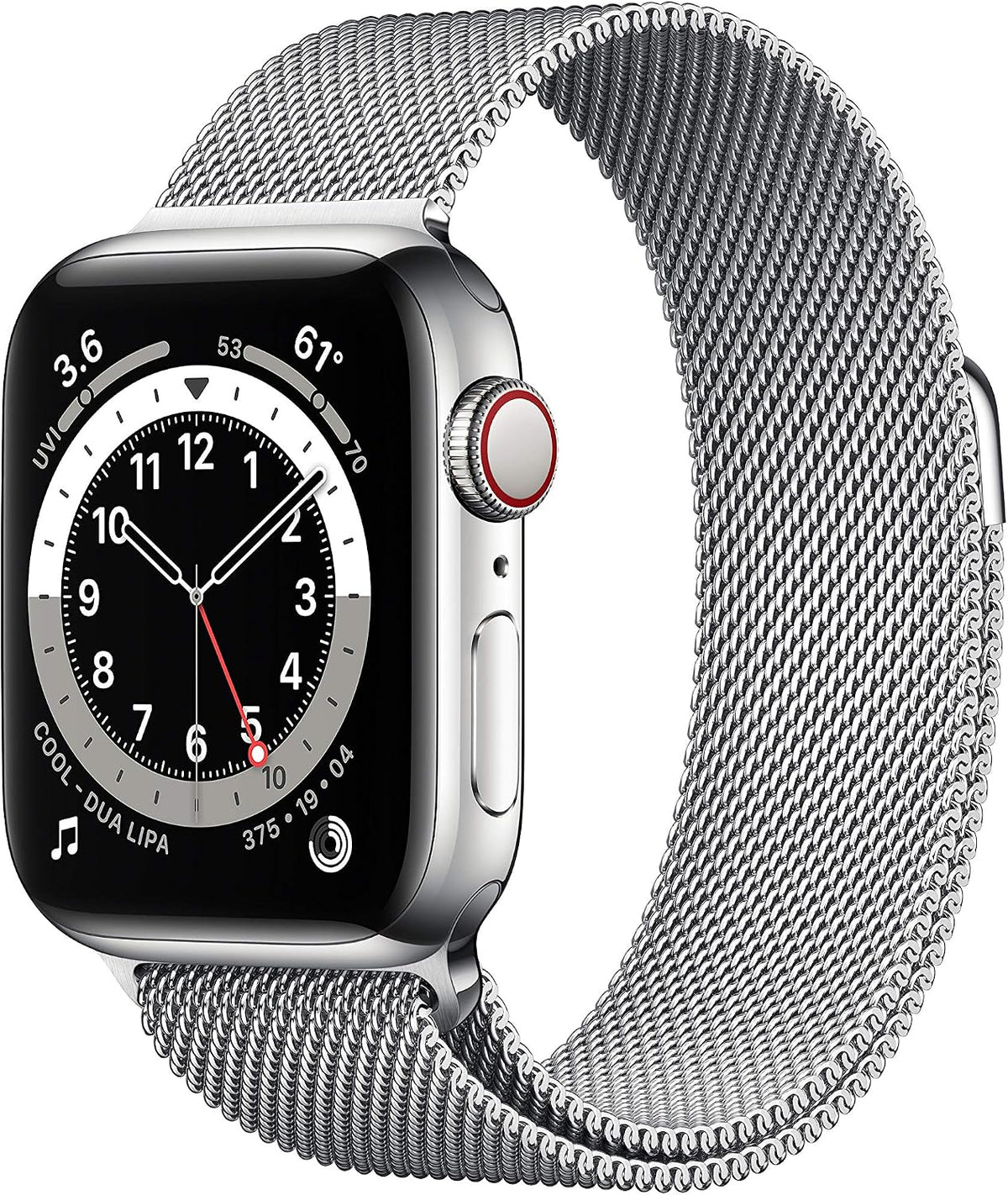 Apple Watch Series 6 [GPS + Cellular, inkl. Milanaise-Armband silber] 40mm Edelstahlgehäuse silber – Refurbished – Produktansicht