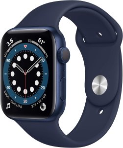 Apple Watch Series 6 [GPS, inkl. Sportarmband dunkelmarine] 44mm Aluminiumgehäuse blau – Refurbished – Produktansicht
