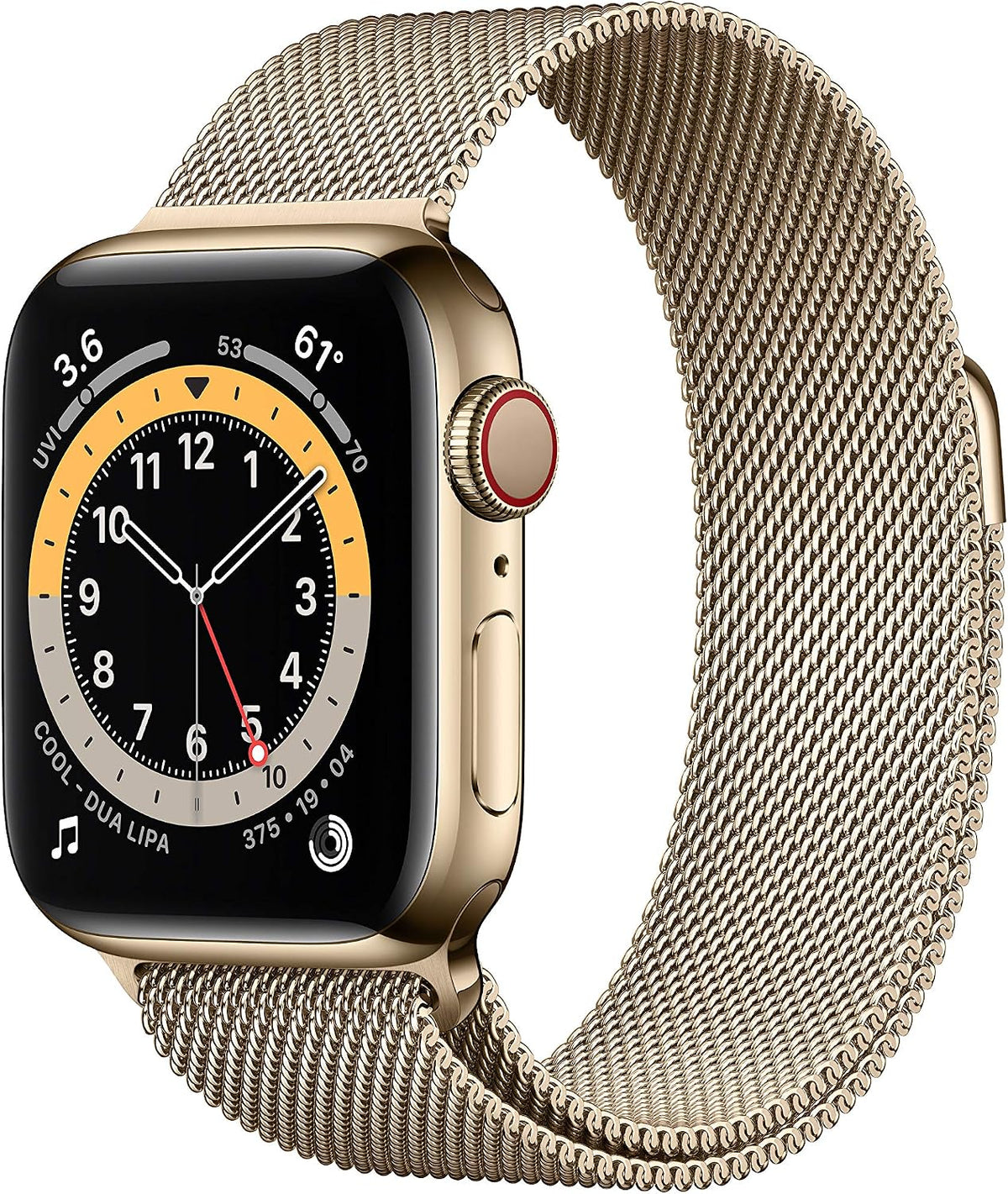 Apple Watch Series 6 [GPS + Cellular, inkl. Milanaise-Armband gold] 40mm Edelstahlgehäuse gold – Refurbished – Produktansicht