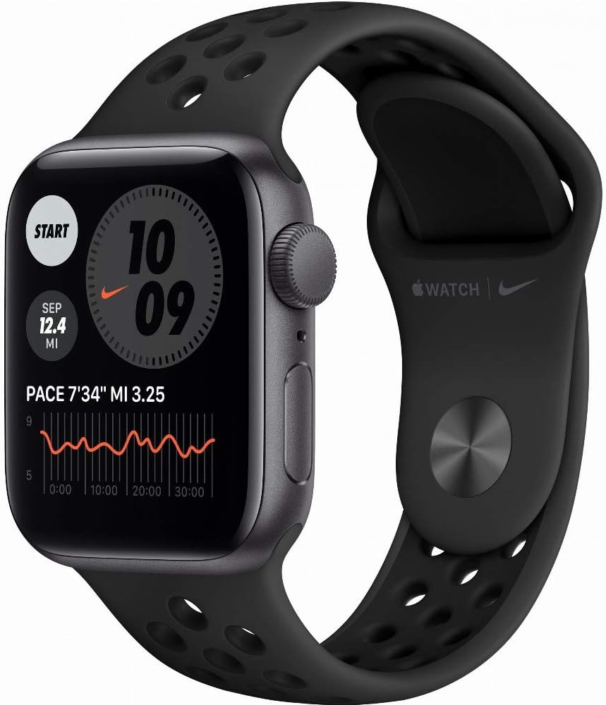 Apple Watch Nike SE [GPS, inkl. Sportarmband anthrazit/schwarz] 40mm Aluminiumgehäuse spacegrau – Refurbished – Produktansicht