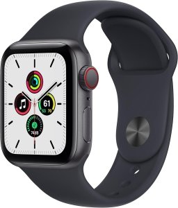 Apple Watch SE [GPS + Cellular, inkl. Sportarmband mitternacht] 40mm Aluminiumgehäuse space grau – Refurbished – Produktansicht