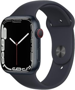 Apple Watch Series 7 [GPS + Cellular, inkl. Sportarmband mitternacht] 45mm Aluminiumgehäuse mitternacht – Refurbished – Produktansicht