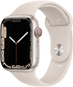 Apple Watch Series 7 [GPS + Cellular, inkl. Sportarmband polarstern] 45mm Aluminiumgehäuse polarstern – Refurbished – Produktansicht