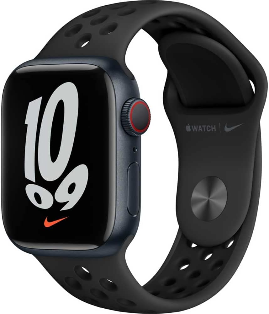 Apple Watch Nike Series 7 [GPS + Cellular, inkl. Sportarmband anthrazit/schwarz] 41mm Aluminiumgehäuse mitternacht – Refurbished – Produktansicht