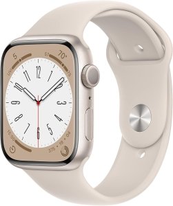 Apple Watch Series 8 [GPS, inkl. Sportarmband polarstern] 45mm Aluminiumgehäuse polarstern – Refurbished – Produktansicht