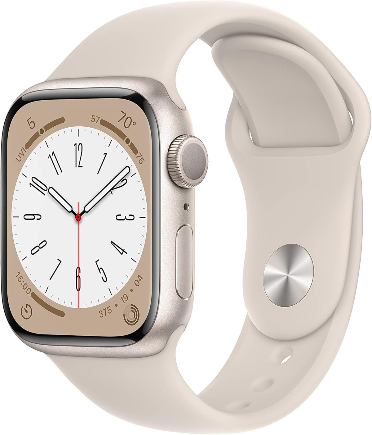 Apple Watch Series 8 [GPS, inkl. Sportarmband polarstern] 41mm Aluminiumgehäuse polarstern – Refurbished – Produktansicht