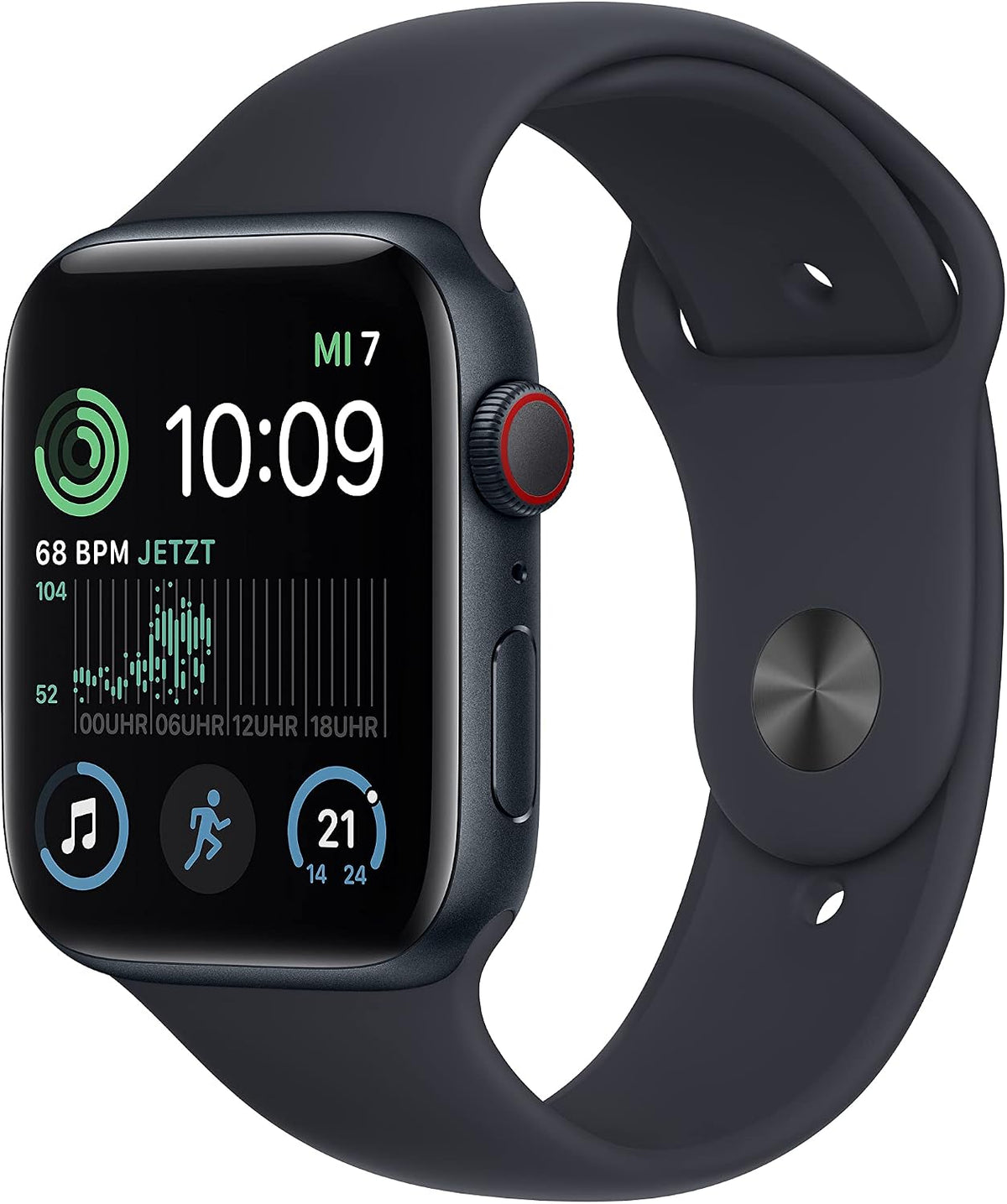 Apple Watch SE 2 (2022) [GPS + Cellular, inkl. Sportarmband mitternacht] 44mm Aluminiumgehäuse mitternacht – Refurbished – Produktansicht