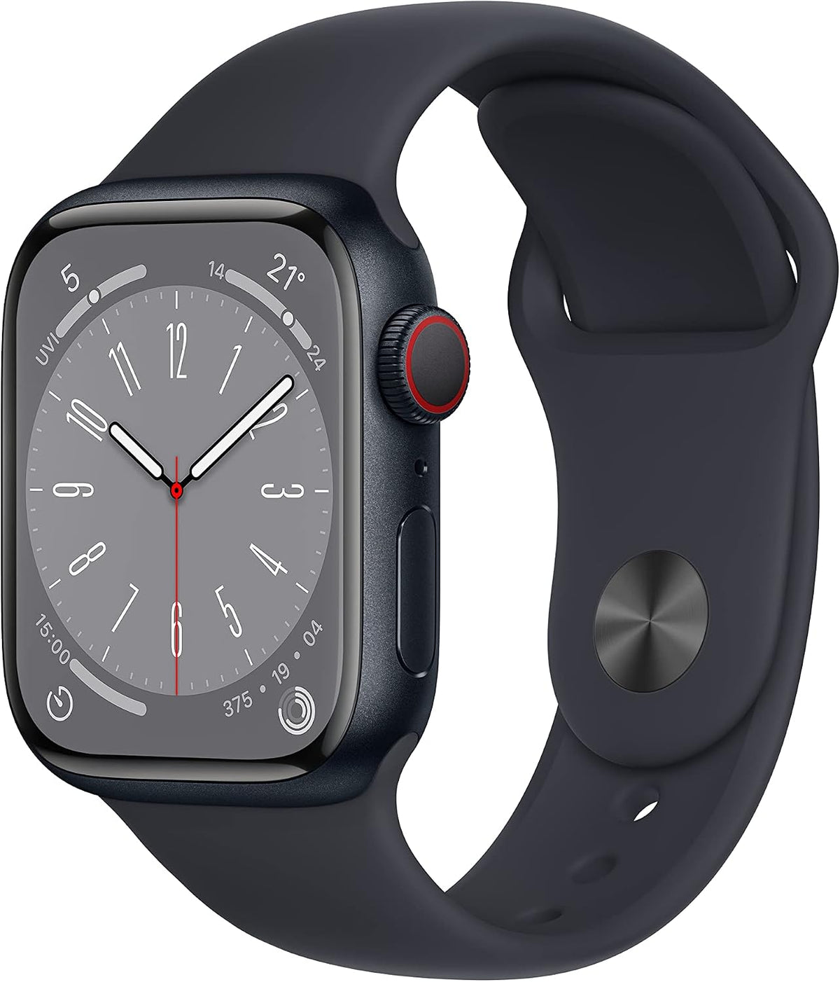 Apple Watch Series 8 [GPS + Cellular, inkl. Sportarmband mitternacht] 41mm Aluminiumgehäuse mitternacht – Refurbished – Produktansicht