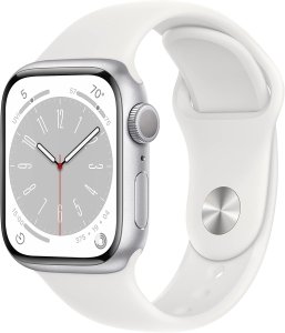 Apple Watch Series 8 [GPS, inkl. Sportarmband weiß] 41mm Aluminiumgehäuse silber – Refurbished – Produktansicht