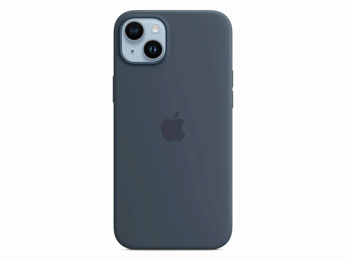 Apple Silikon Case mit MagSafe [für iPhone 14 Plus] sturmblau – Produktansicht