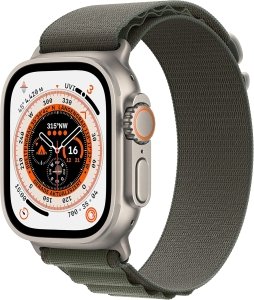 Apple Watch Ultra [GPS + Cellular, inkl. Polyester Alpine Loop M grün] Titangehäuse silber – Refurbished – Produktansicht