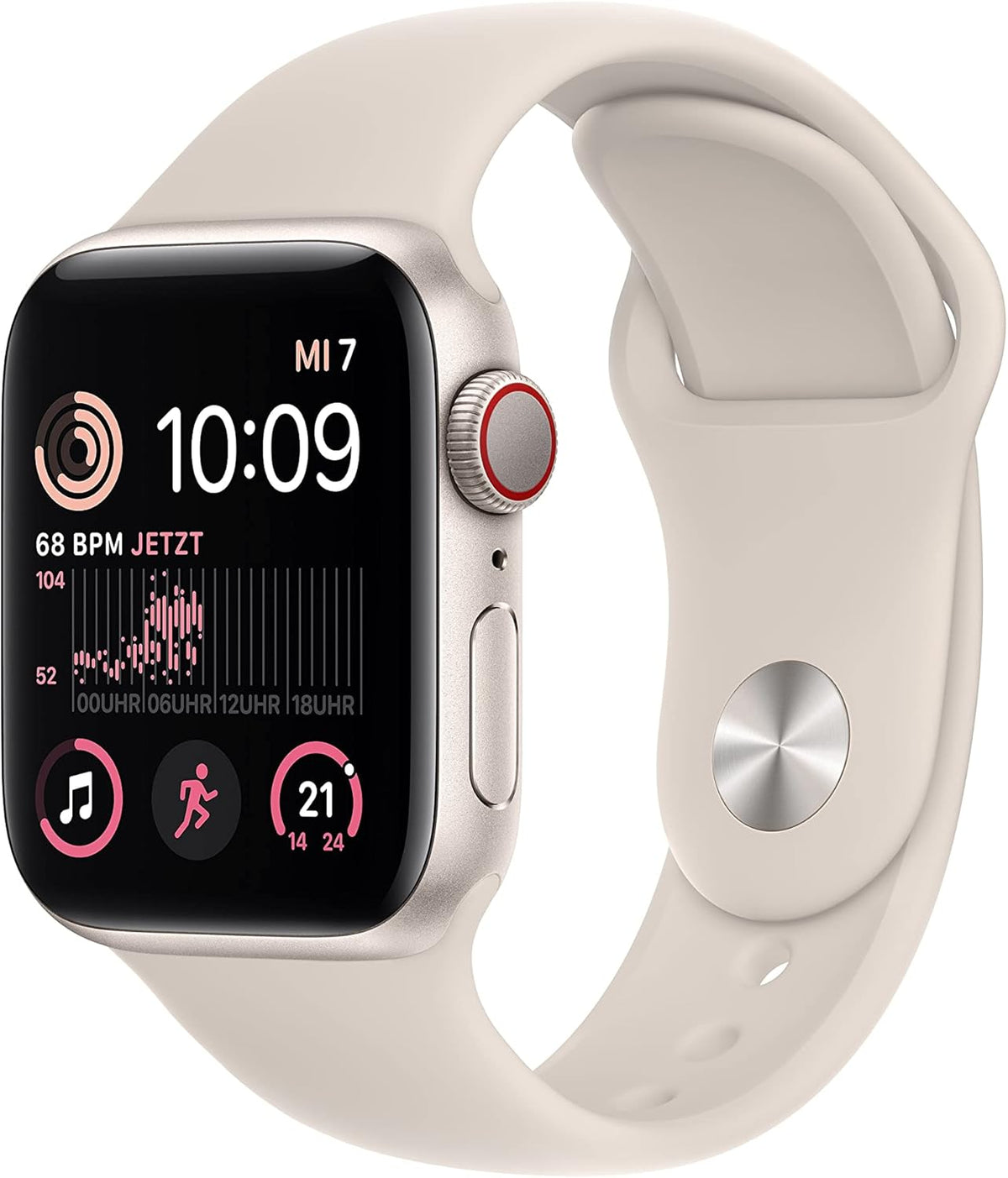 Apple Watch SE 2 (2022) [GPS + Cellular, inkl. Sportarmband polarstern] 40mm Aluminiumgehäuse polarstern – Refurbished – Produktansicht