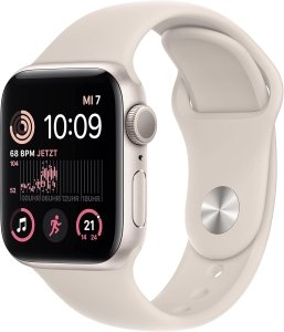 Apple Watch SE 2 (2022) [GPS, inkl. Sportarmband polarstern] 40mm Aluminiumgehäuse polarstern – Refurbished – Produktansicht