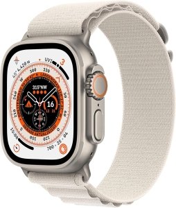 Apple Watch Ultra [GPS + Cellular, inkl. Polyester Alpine Loop S polarstern] Titangehäuse silber – Refurbished – Produktansicht
