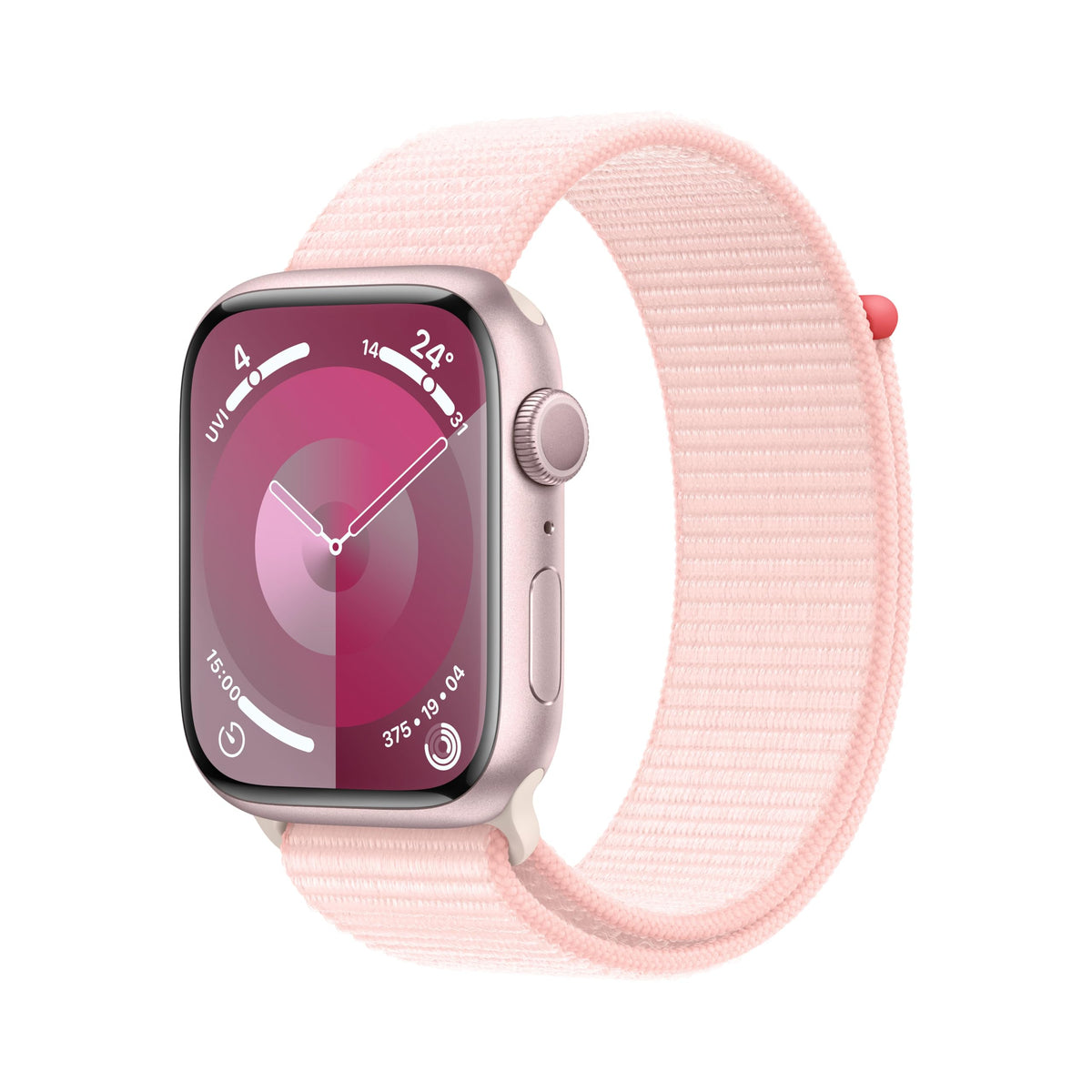 Apple Watch Series 9 [GPS, inkl. Sport Loop hellrosa] 45mm Aluminiumgehäuse rosé – Refurbished – Produktansicht