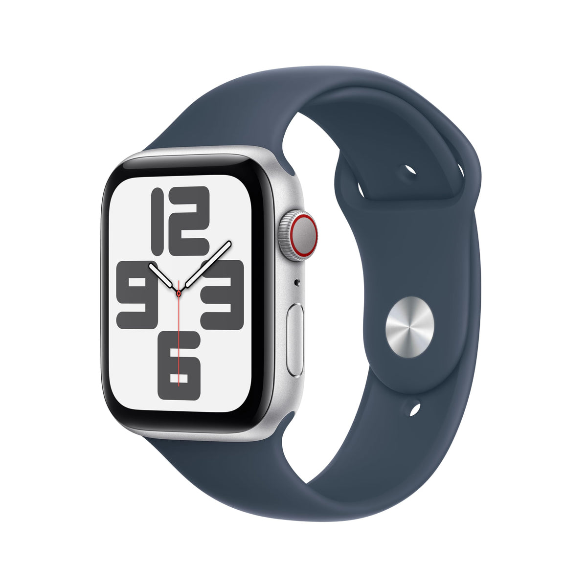 Apple Watch SE 2 (2022) [GPS + Cellular, inkl. Sportarmband abyssblau M/L] 44mm Aluminiumgehäuse silber – Refurbished – Produktansicht