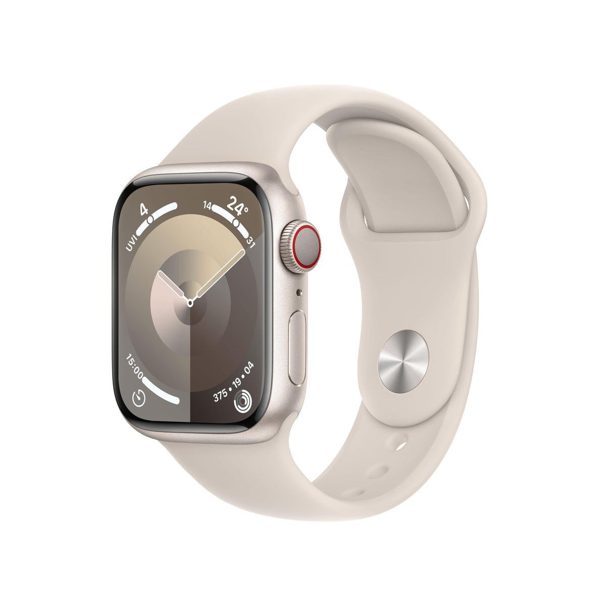 Apple Watch Series 9 [GPS + Cellular, inkl. Sportarmband S/M polarstern] 41mm Aluminiumgehäuse polarstern – Refurbished – Produktansicht