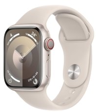 Apple Watch Series 9 [GPS + Cellular, inkl. Sportarmband S/M polarstern] 41mm Aluminiumgehäuse polarstern – Refurbished – Produktansicht