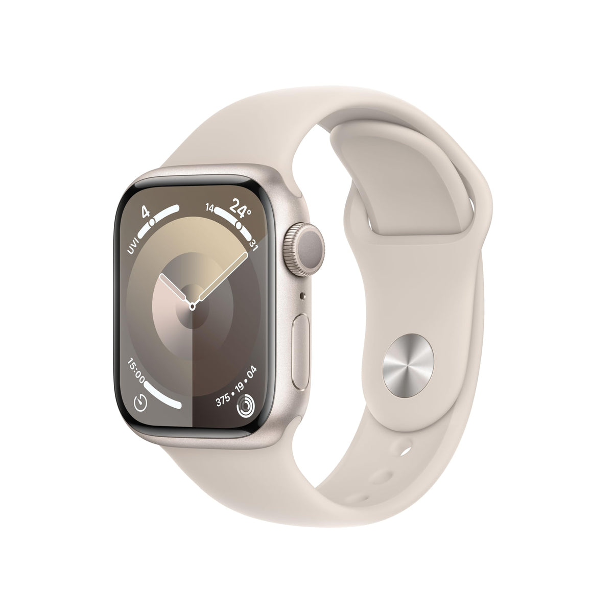Apple Watch Series 9 [GPS, inkl. Sportarmband S/M polarstern] 41mm Aluminiumgehäuse polarstern – Refurbished – Produktansicht