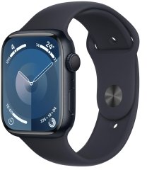 Apple Watch Series 9 [GPS, inkl. Sportarmband M/L mitternacht] 45mm Aluminiumgehäuse mitternacht – Refurbished – Produktansicht