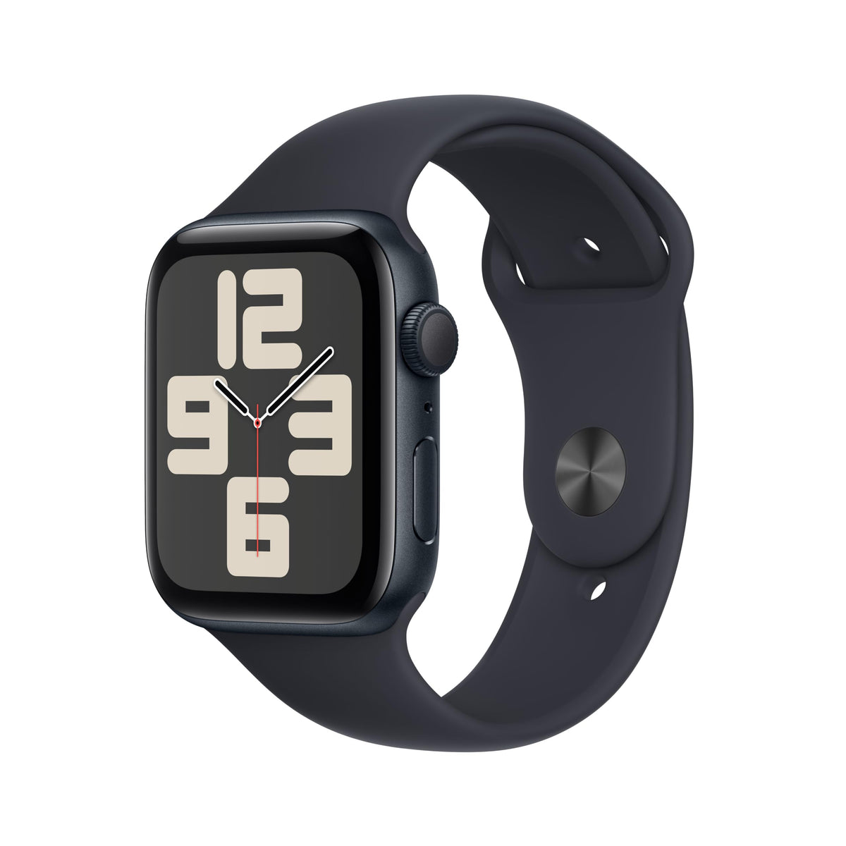 Apple Watch SE 2 (2023er Modell) [GPS, inkl. Sportarmband M/L mitternacht] 44mm Aluminiumgehäuse mitternacht – Refurbished – Produktansicht