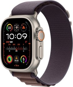 Apple Watch Ultra 2 [GPS + Cellular, inkl. Polyester Alpine S indigo] Titangehäuse silber – Refurbished – Produktansicht