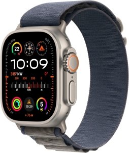 Apple Watch Ultra 2 [GPS + Cellular, inkl. Polyester Alpine L blau] Titangehäuse silber – Refurbished – Produktansicht