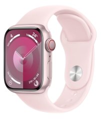 Apple Watch Series 9 [GPS + Cellular, inkl. Sportarmband S/M hellrosa] 41mm Aluminiumgehäuse rosé – Refurbished – Produktansicht