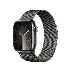 Apple Watch Series 9 [GPS + Cellular, inkl. Milanaise Armband graphit] 41mm Edelstahlgehäuse graphit – Refurbished – Produktansicht