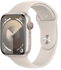 Apple Watch Series 9 [GPS + Cellular, inkl. Sportarmband M/L polarstern] 45mm Aluminiumgehäuse polarstern – Refurbished – Produktansicht