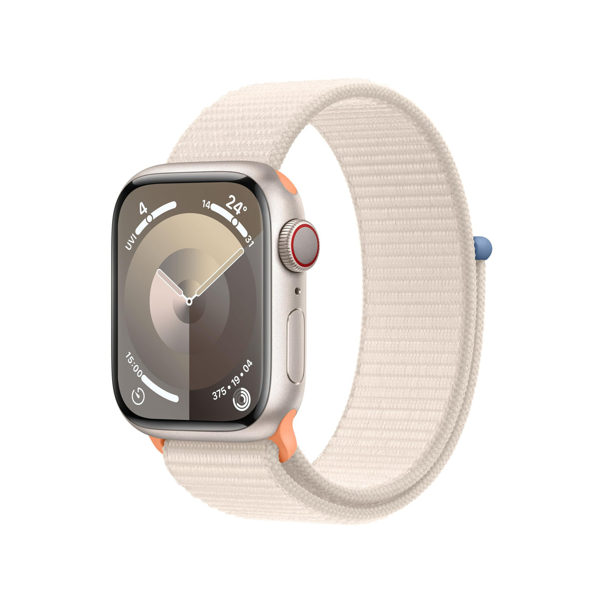Apple Watch Series 9 [GPS + Cellular, inkl. Sport Loop polarstern] 41mm Aluminiumgehäuse polarstern – Refurbished – Produktansicht