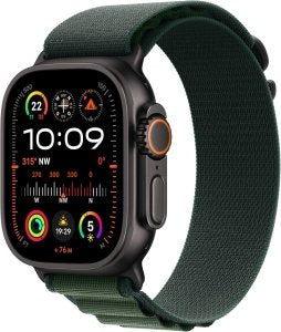 Apple Watch Ultra 2 [GPS + Cellular, inkl. Alpine Loop M dunkelgrün] 49mm Titangehäuse schwarz – Refurbished – Produktansicht