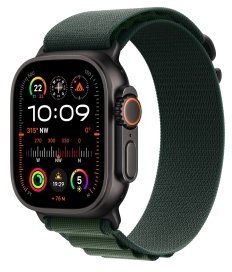 Apple Watch Ultra 2 [GPS + Cellular, inkl. Alpine Loop L dunkelgrün] 49mm Titangehäuse schwarz – Refurbished – Produktansicht