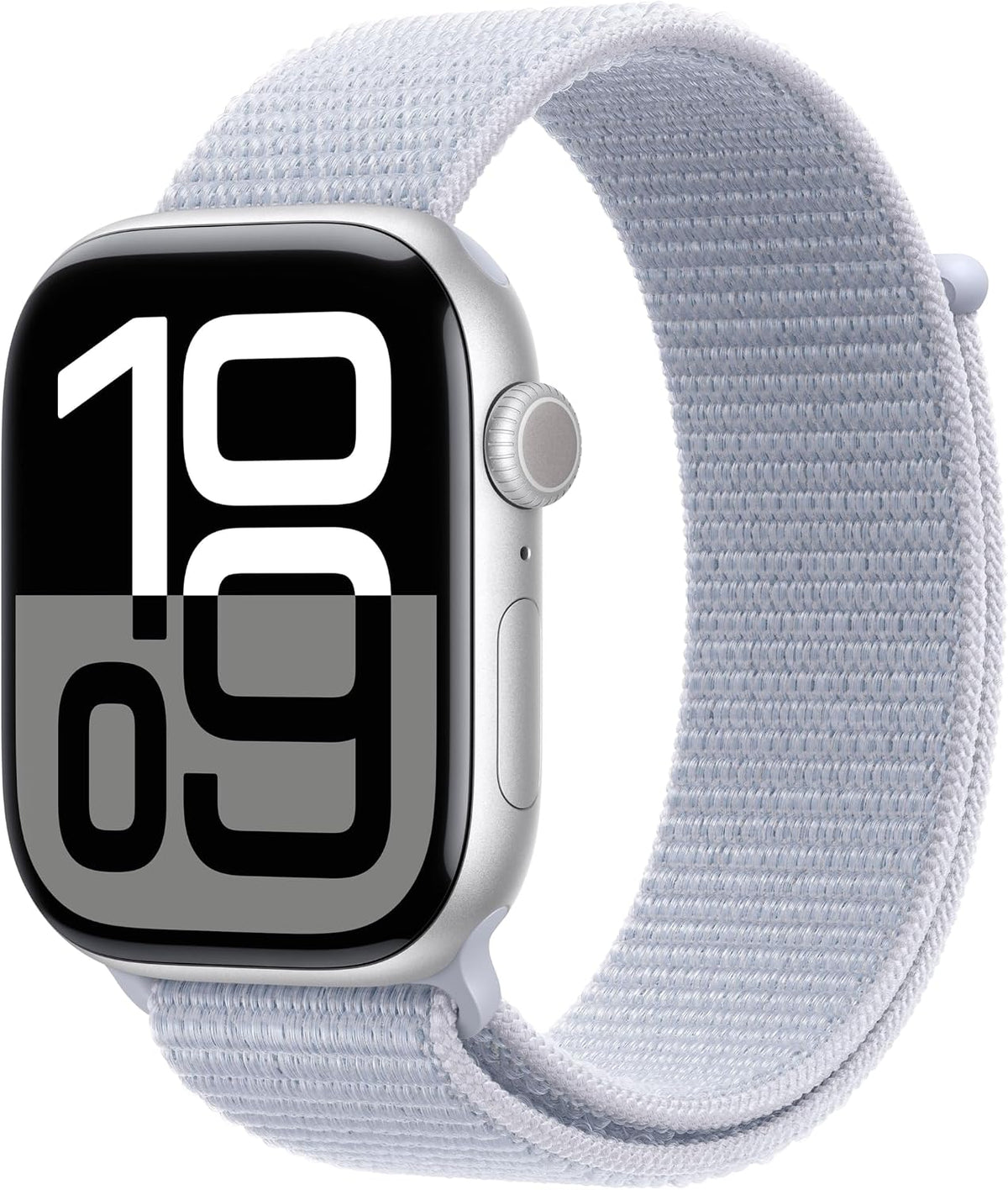 Apple Watch Series 10 [GPS, inkl. Sport Loop blau wolke] 46mm Aluminiumgehäuse silber – Refurbished – Produktansicht