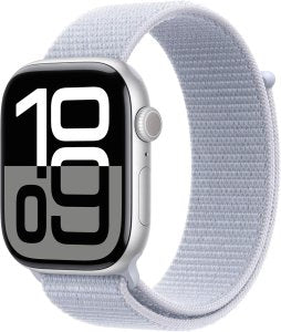 Apple Watch Series 10 [GPS, inkl. Sport Loop blau wolke] 46mm Aluminiumgehäuse silber – Refurbished – Produktansicht