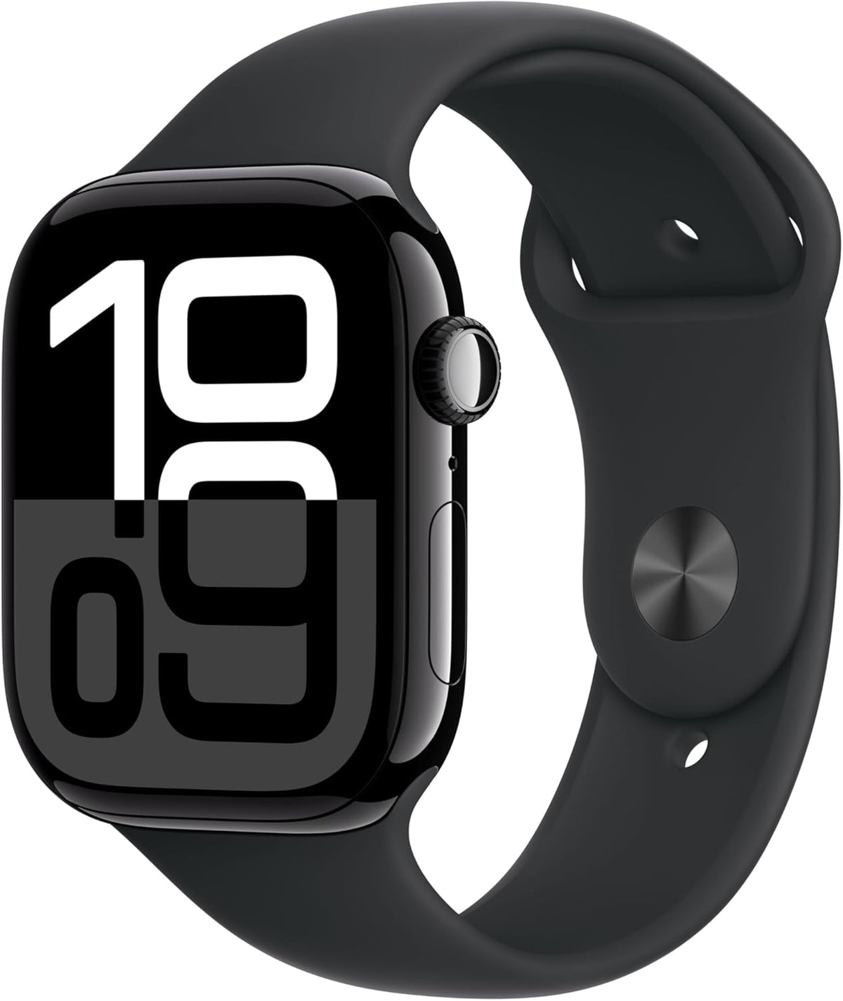 Apple Watch Series 10 [GPS + Cellular, inkl. Sportarmband S/M schwarz] 46mm Aluminiumgehäuse diamantschwarz – Produktansicht