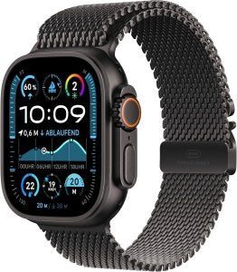 Apple Watch Ultra 2 [inkl. Milanaise-Armband M schwarz] 49mm Titangehäuse schwarz – Refurbished – Produktansicht
