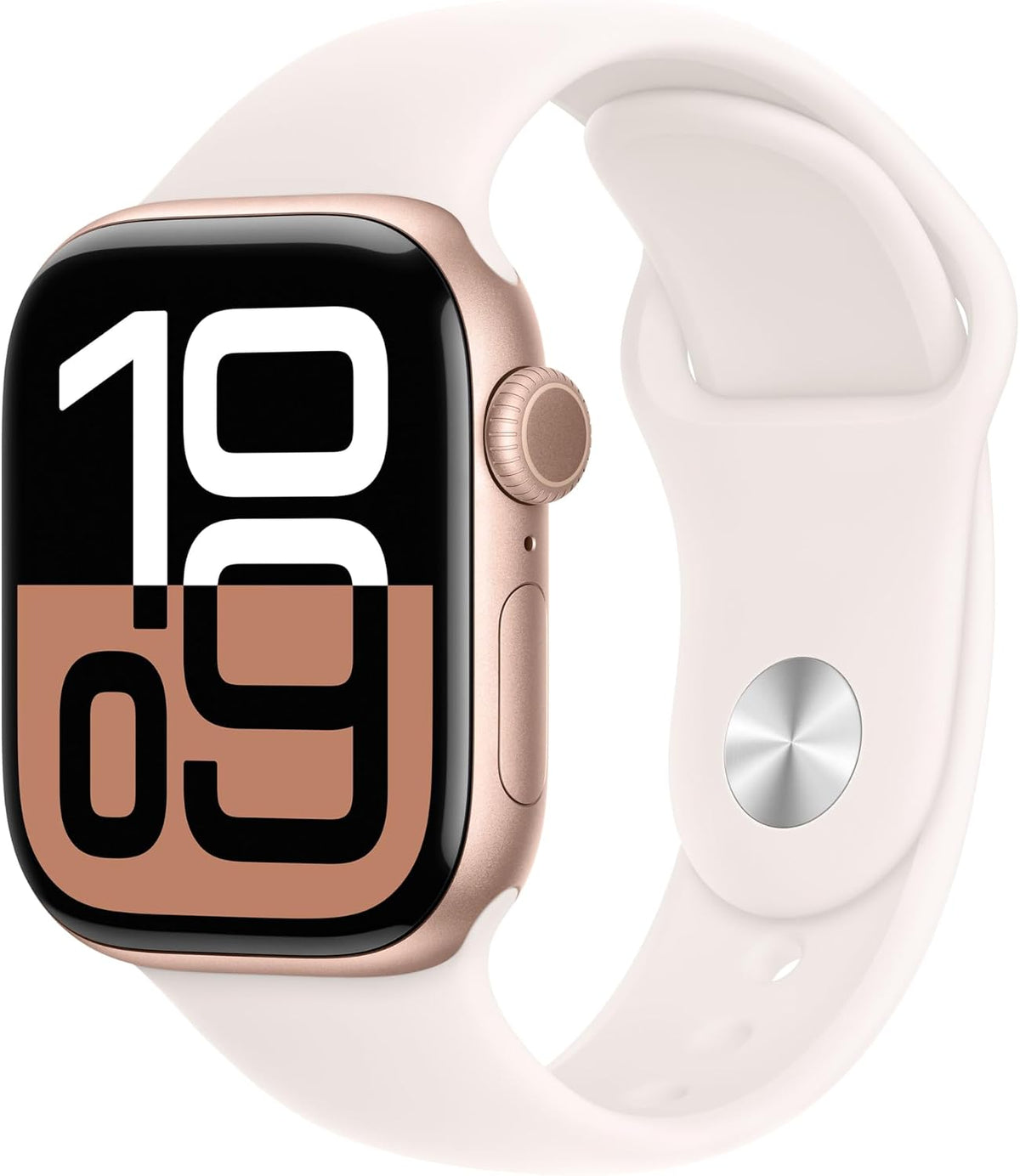 Apple Watch Series 10 [GPS + Cellular, inkl. Sportarmband M/L blassrosa] 42mm Aluminiumgehäuse roségold – Refurbished – Produktansicht