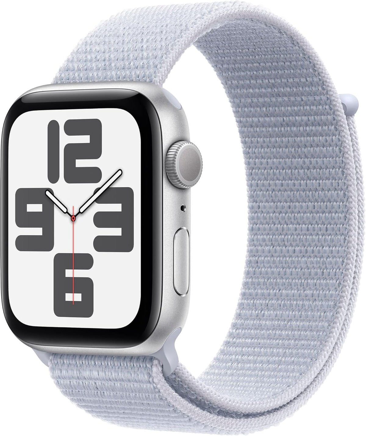 Apple Watch SE (2022) [GPS, inkl. Sport Loop blaue Wolke] 44mm Aluminiumgehäuse silber – Refurbished – Produktansicht