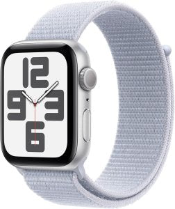 Apple Watch SE (2022) [GPS, inkl. Sport Loop blaue Wolke] 44mm Aluminiumgehäuse silber – Refurbished – Produktansicht