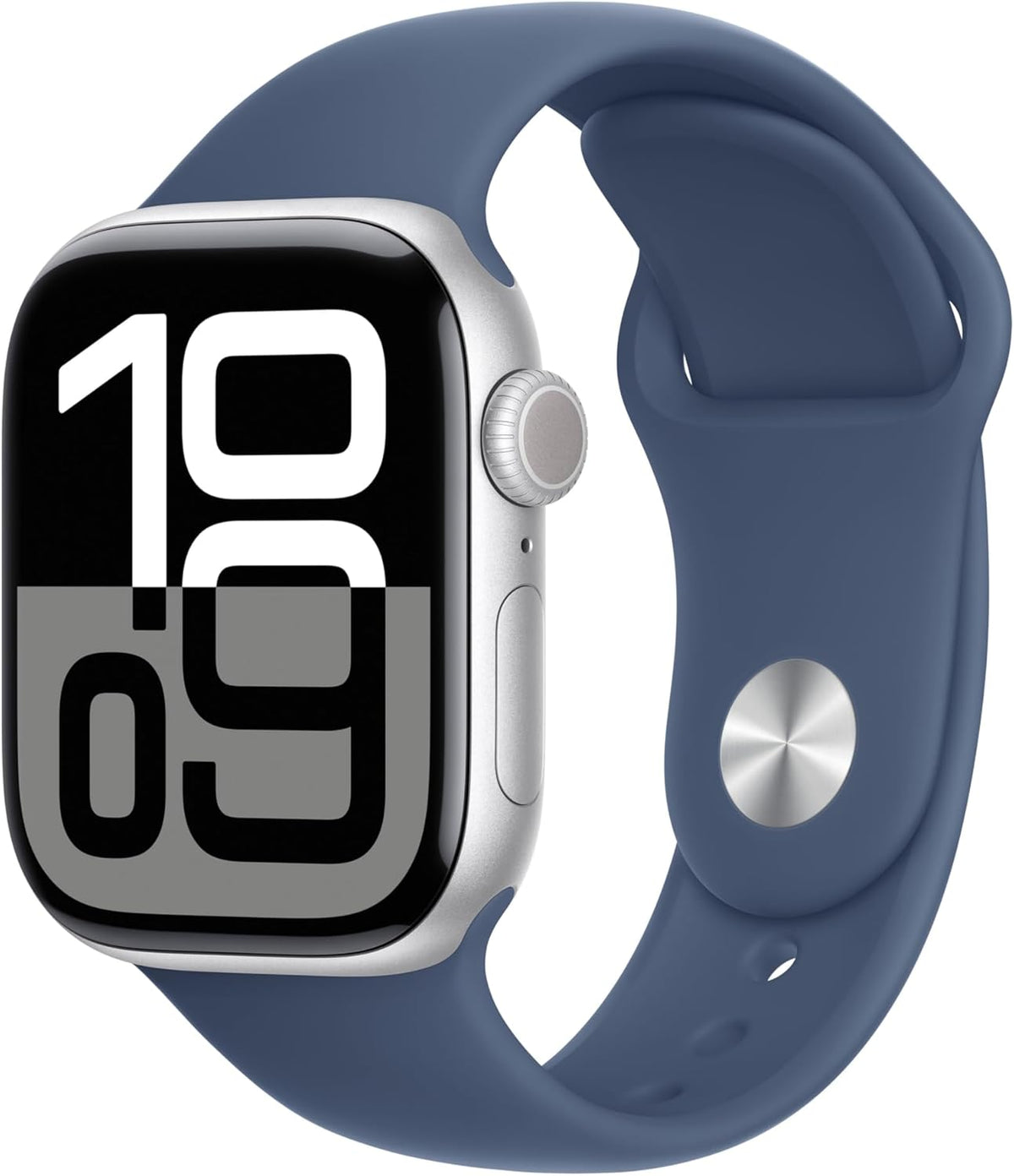 Apple Watch Series 10 [GPS, inkl. Sportarmband M/L denim] 42mm Aluminiumgehäuse silber – Refurbished – Produktansicht